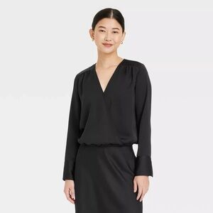 Elegant Black Long Sleeve Blouse